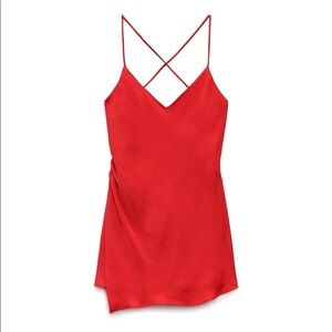 Zara Red Asymmetrical Backless Camisole